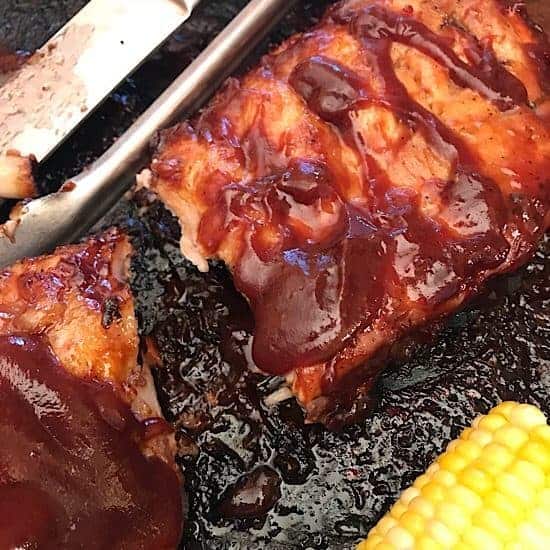 Foolproof oven baked ribs on baking pan.