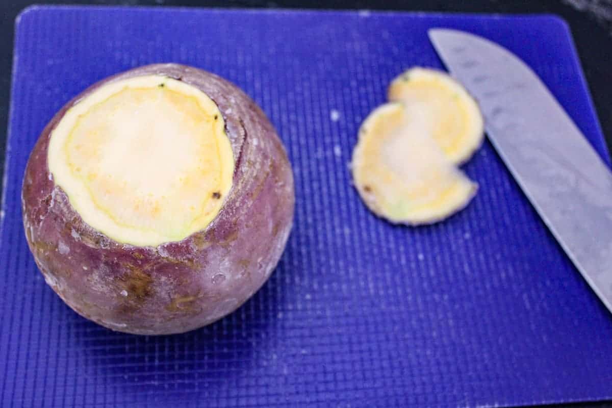 End cut off of rutabaga