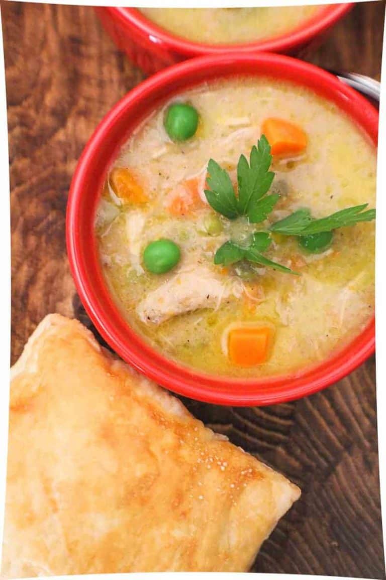 Chicken Pot Pie Soup with Puff Pastry