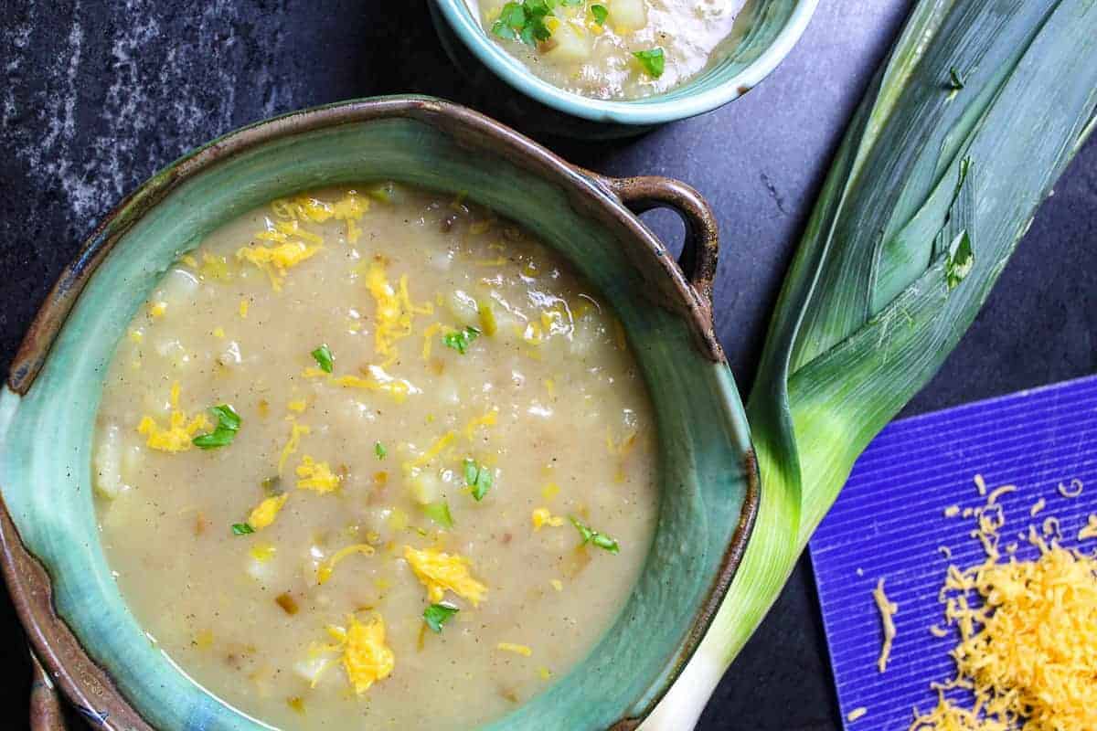 Creamy Vegan Potato Leek Soup - SmartyPantsKitchen