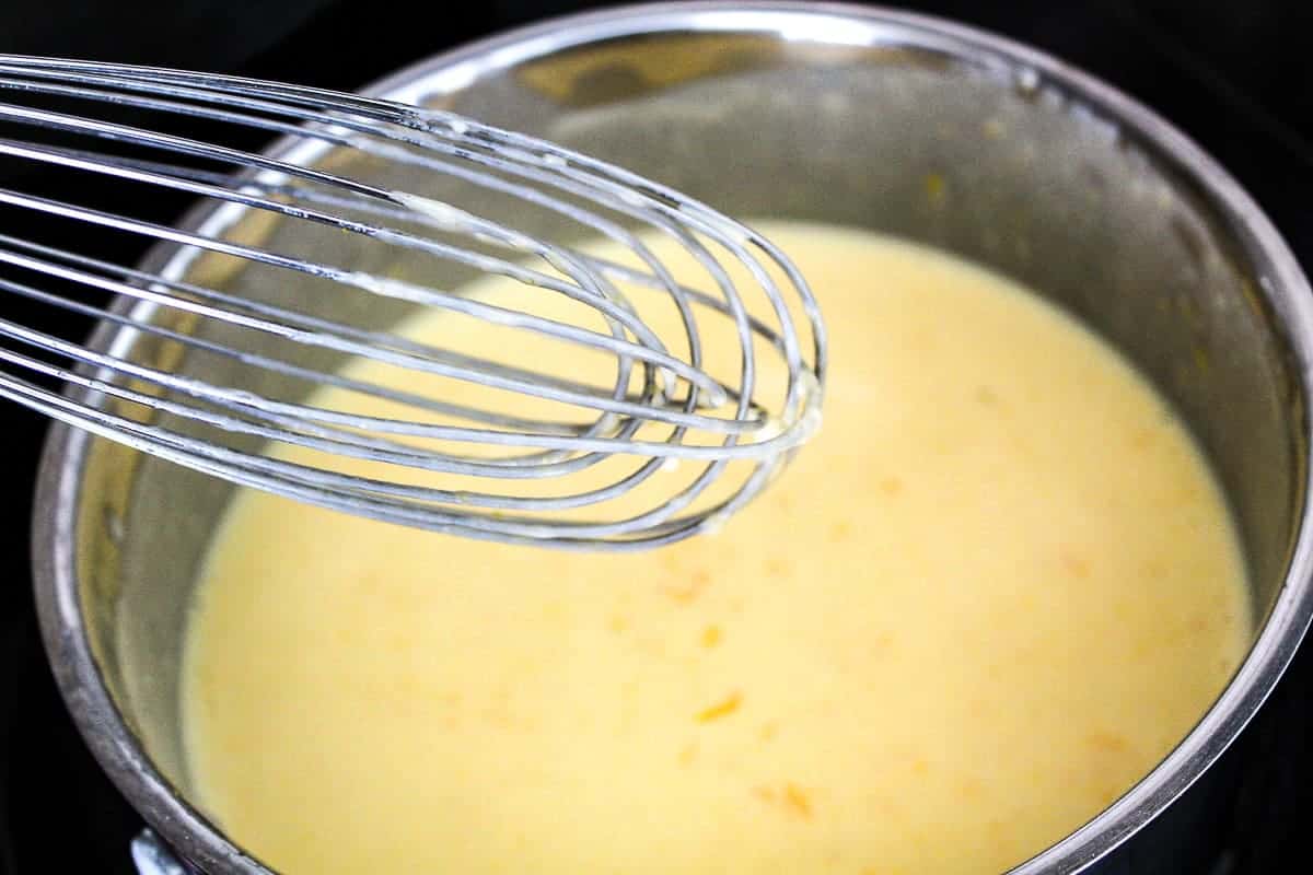 Cheese sauce in saucepan