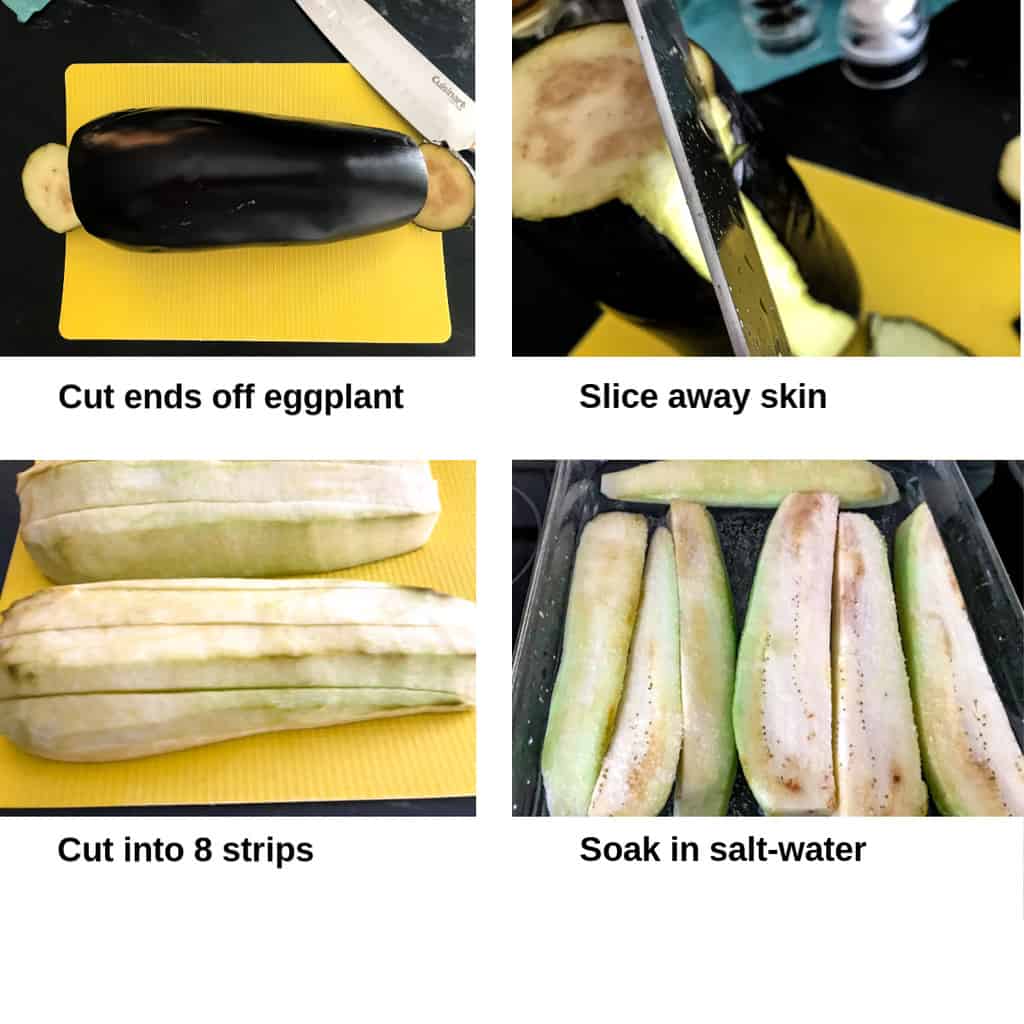 Visual instructions on how to peel eggplant