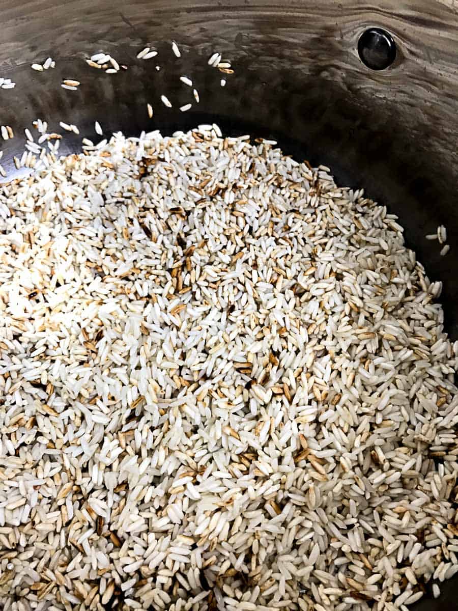 Rice browning in stockpot