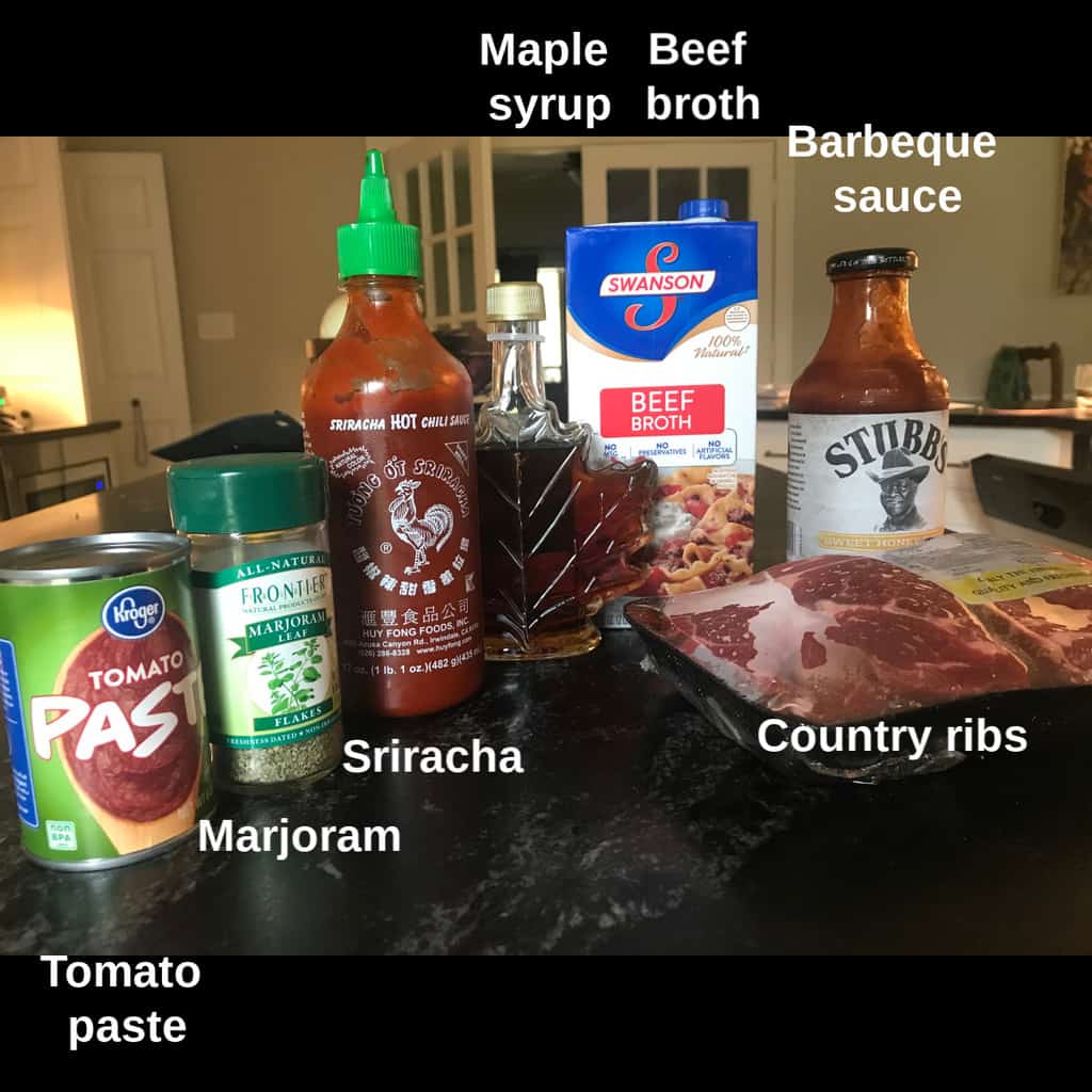 Ingredients on black countertop labeled