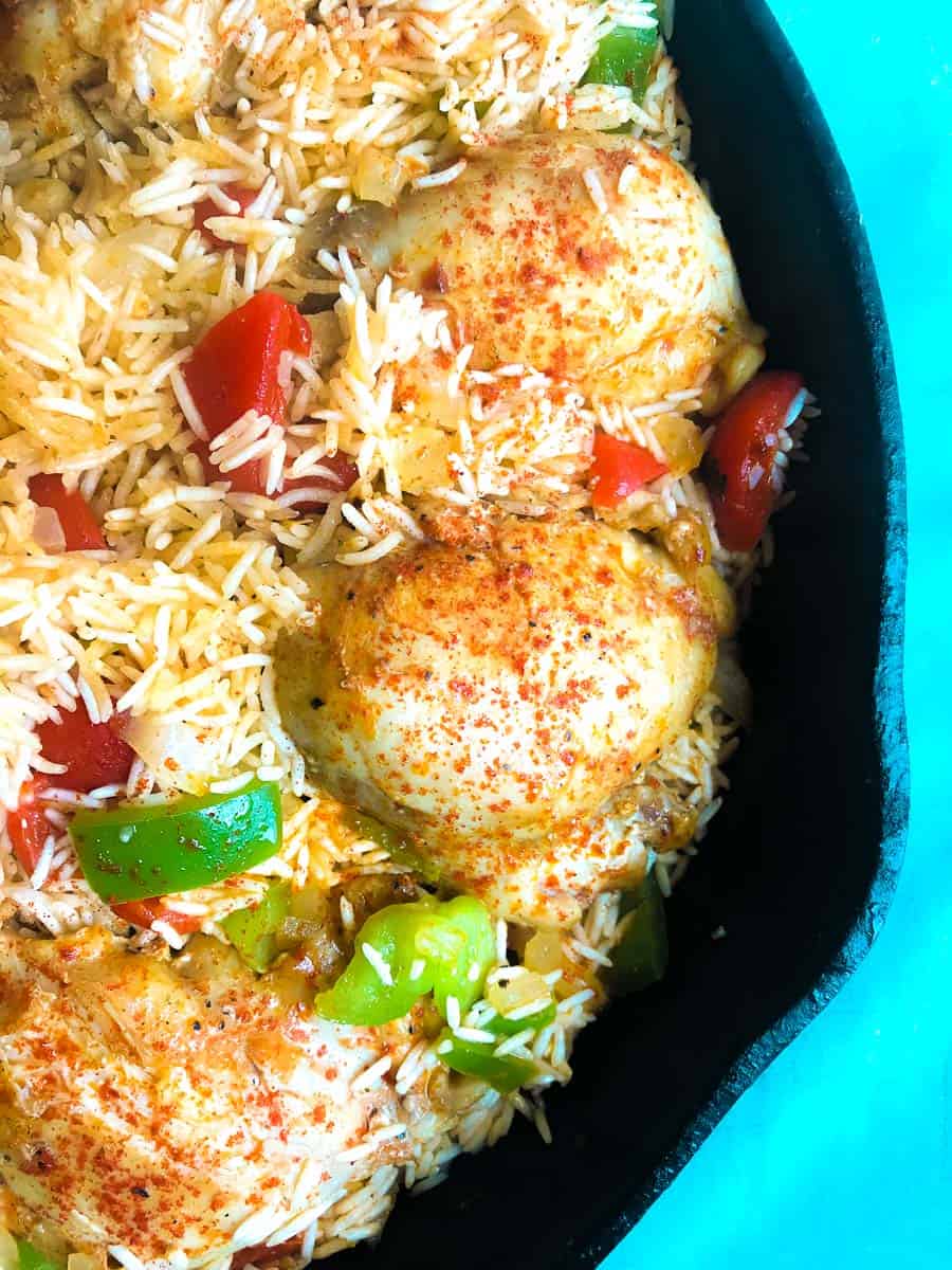 Smoked Paprika with Basmati rice in cast iron skillet