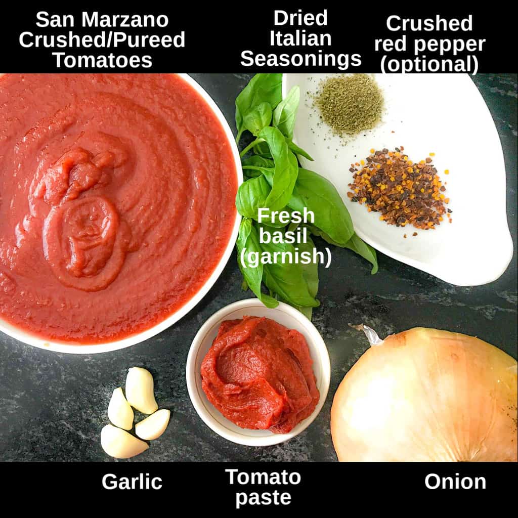  Ingredients for sauce labeled.