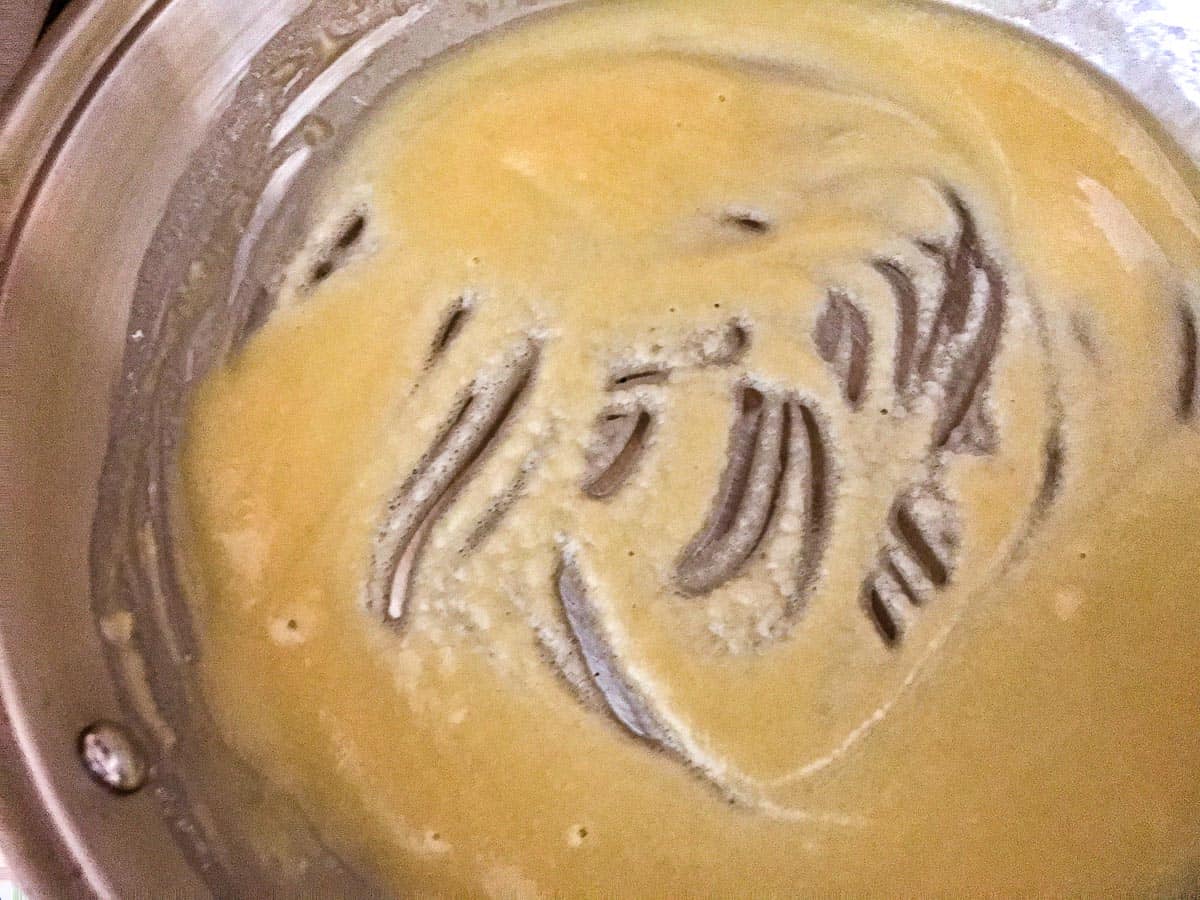 Light brown roux in skillet