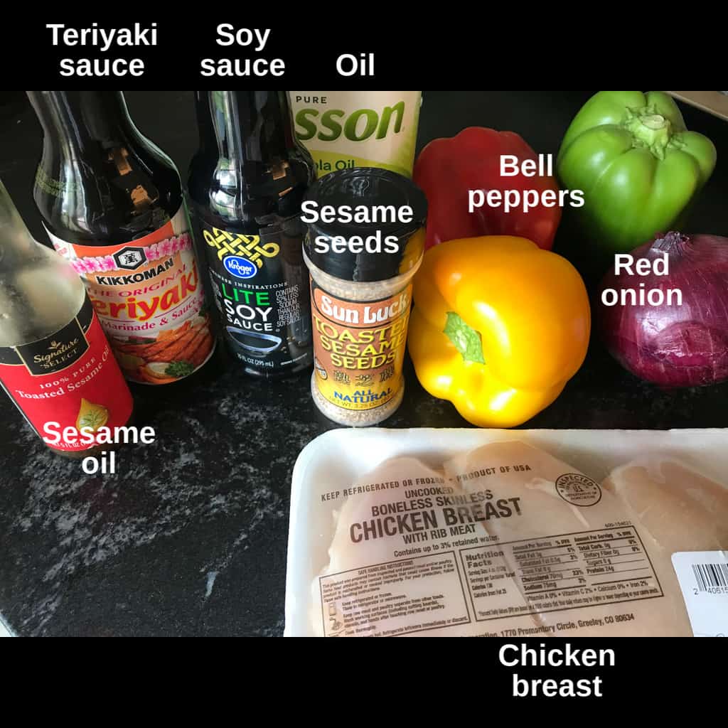 Ingredients on counter top with labels