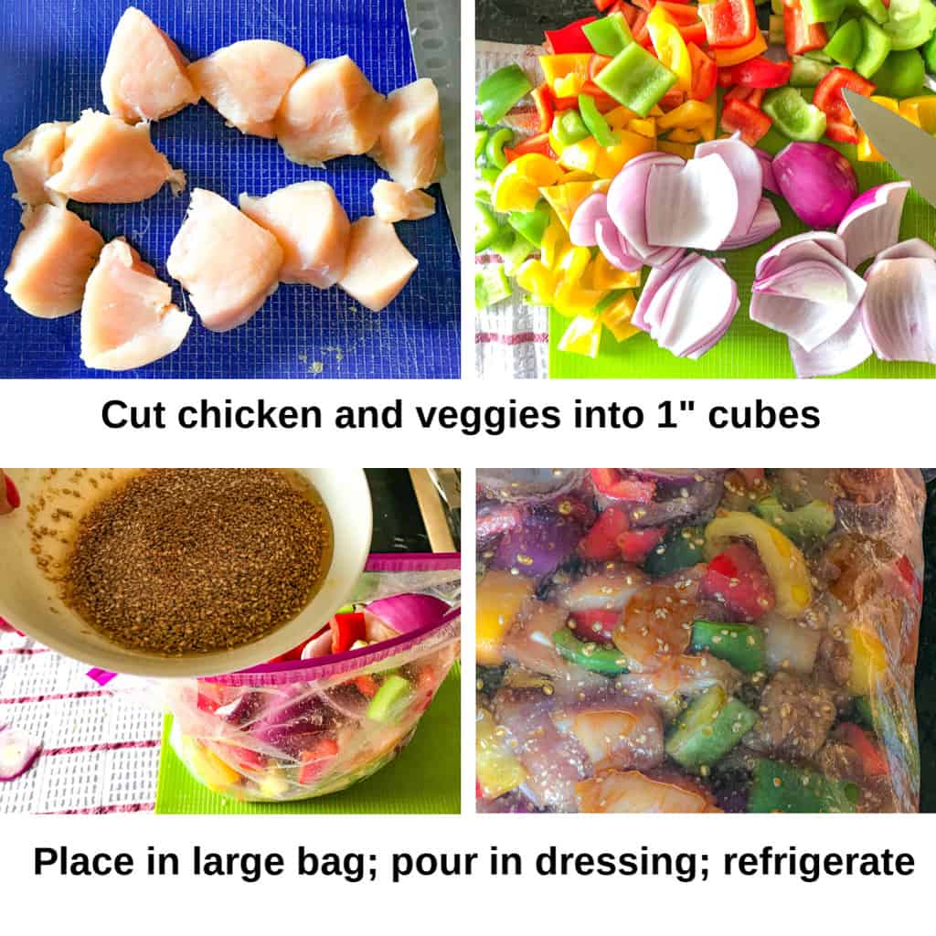 Step by step instructions how to prepare the chicken and veggies