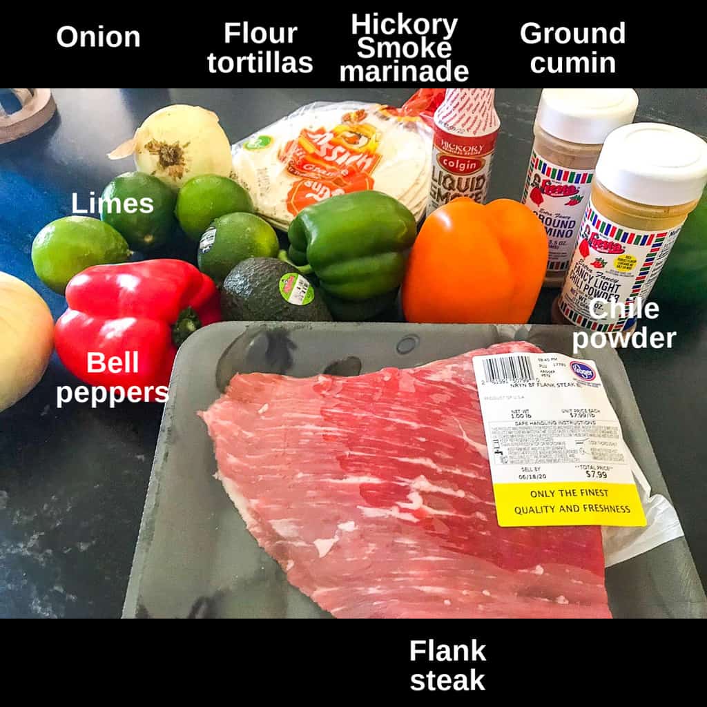 Tex Mex Fajita ingredients labeled.