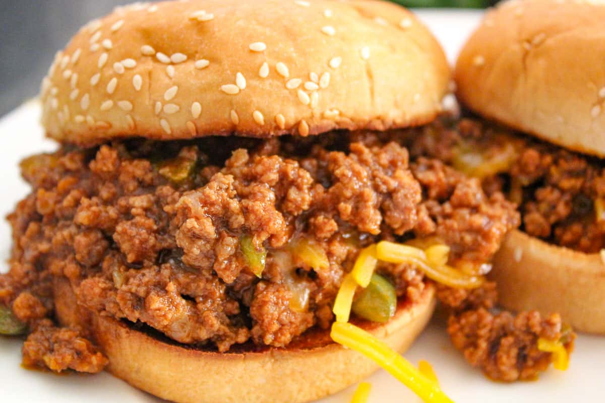 Homemade Sloppy Joe on white plate