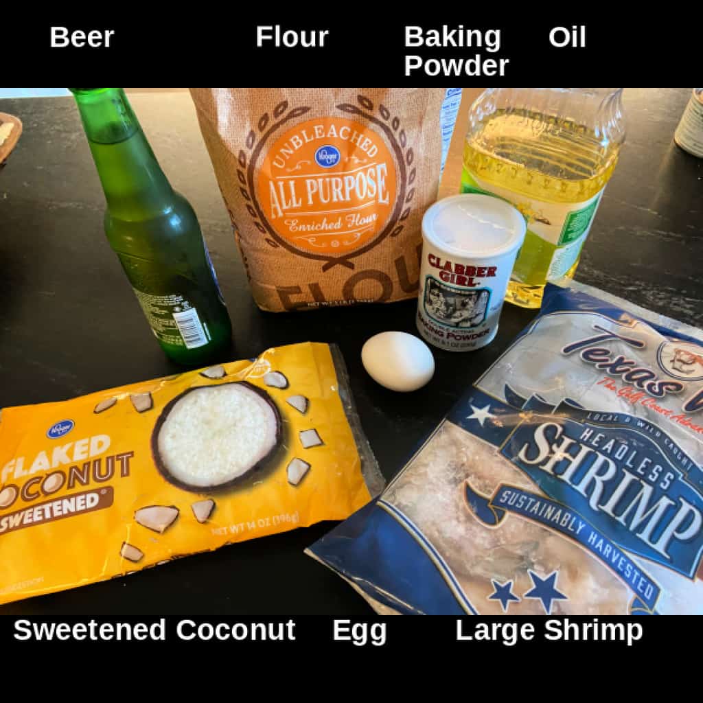 Batter ingredients on counter with labels.