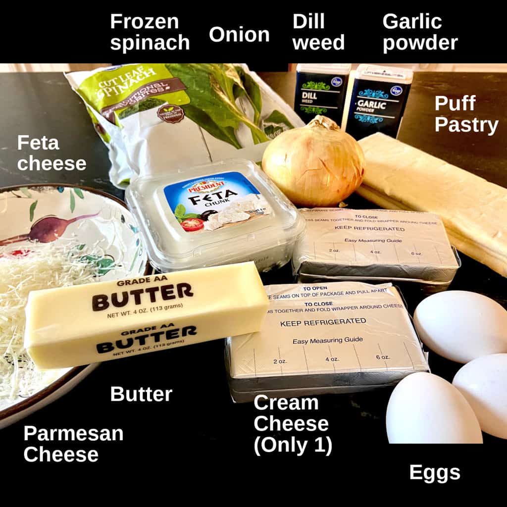 Ingredients labeled on counter top