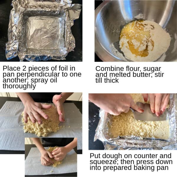 Steps showing how to make the crust