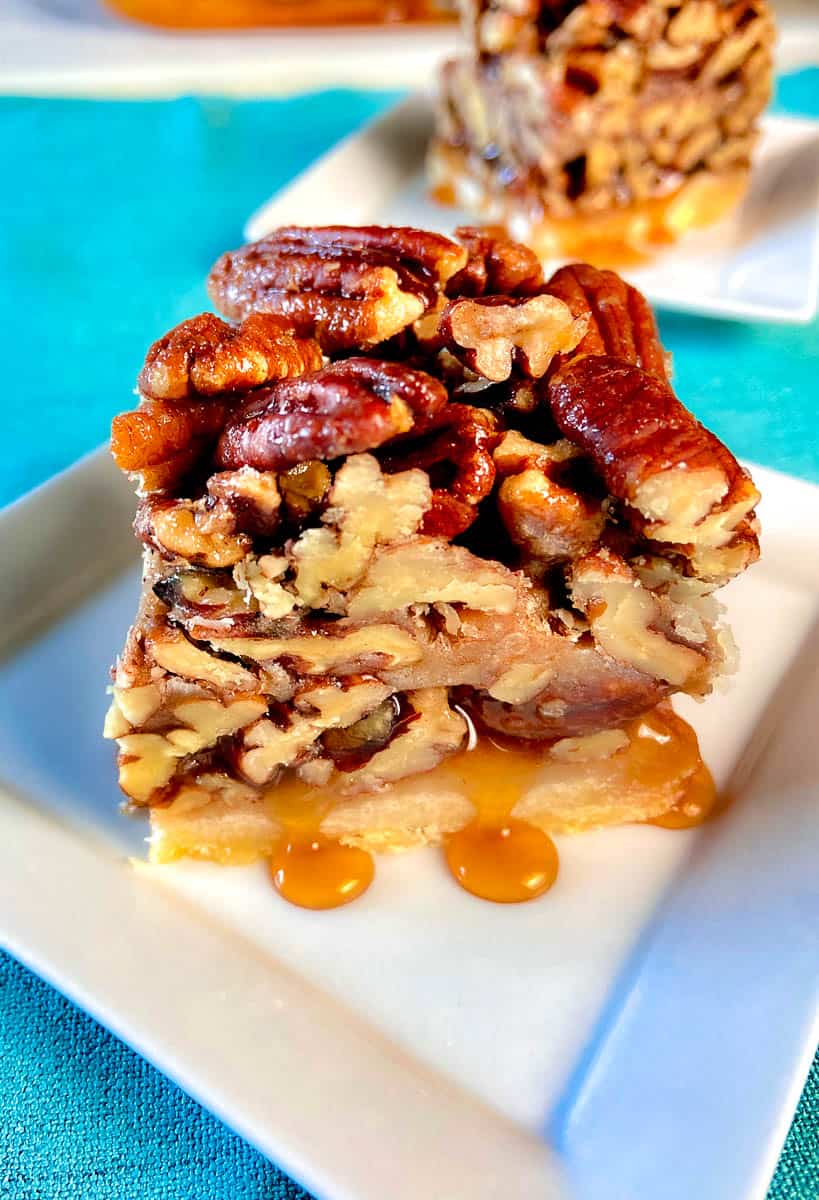 Texas Pecan Bar on white plate