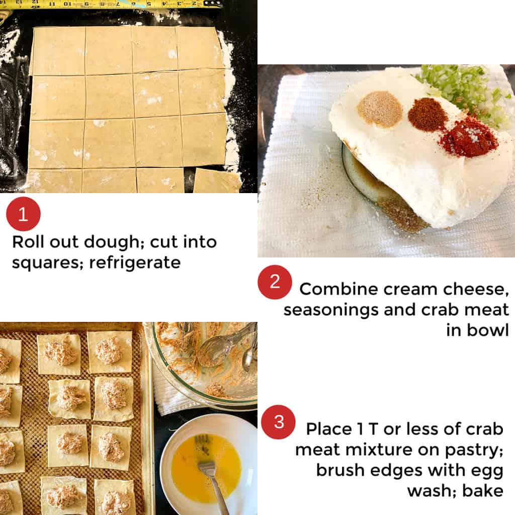 Collage of three steps showing how to make. 