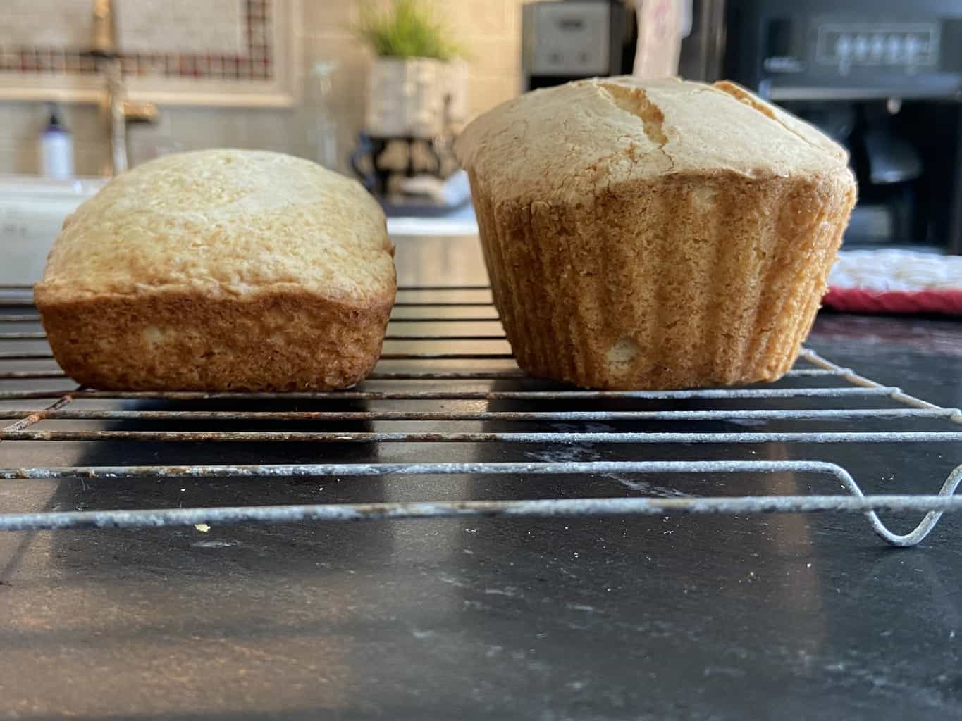 Two cake loaves side by side