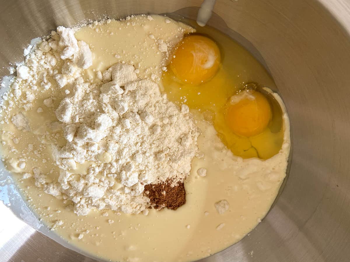 Batter ingredients in bowl