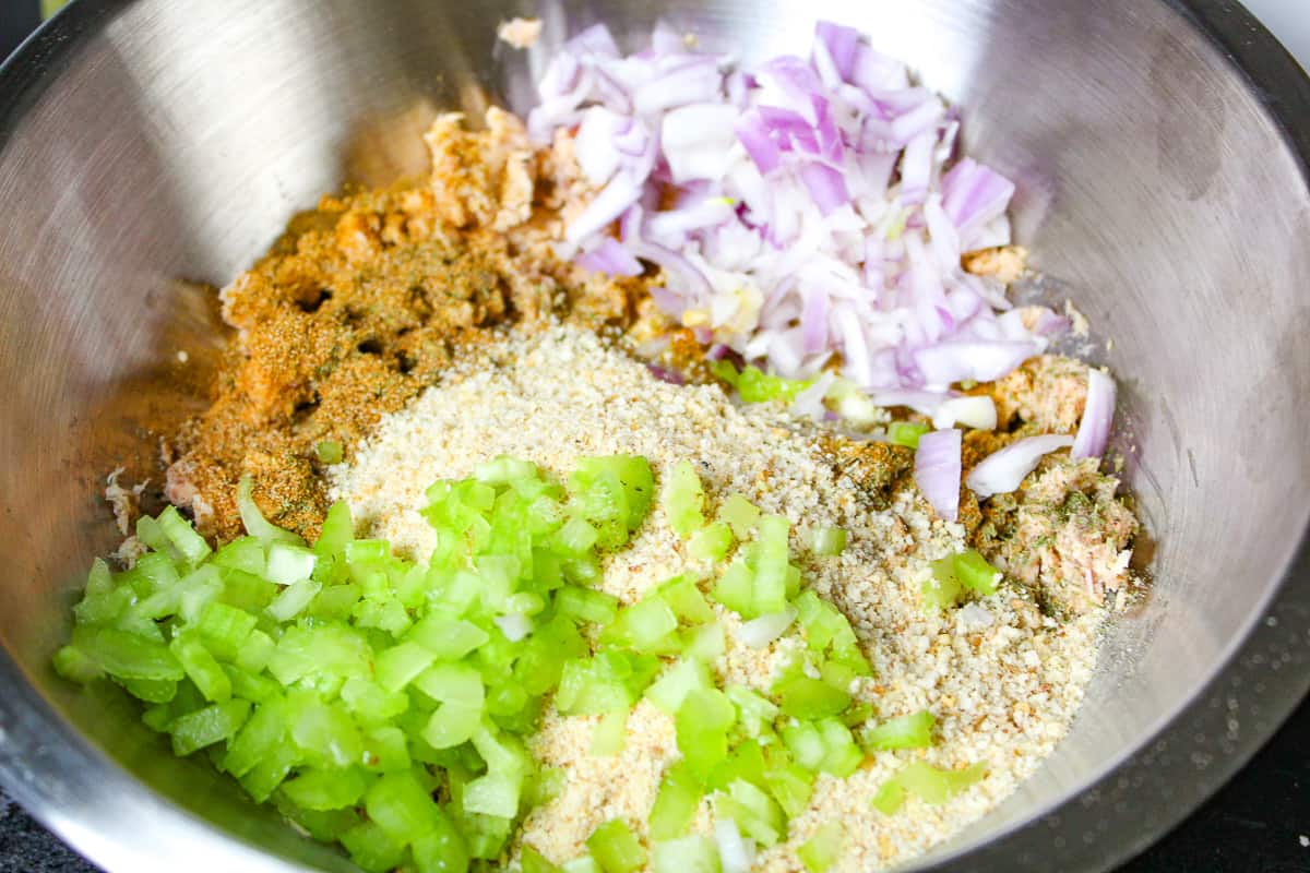 Salmon croquette ingredients in bowl