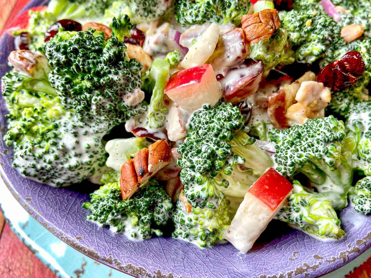 Close up of broccoli salad