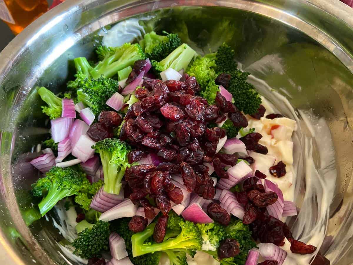 Ingredients in metal bowl unmixed