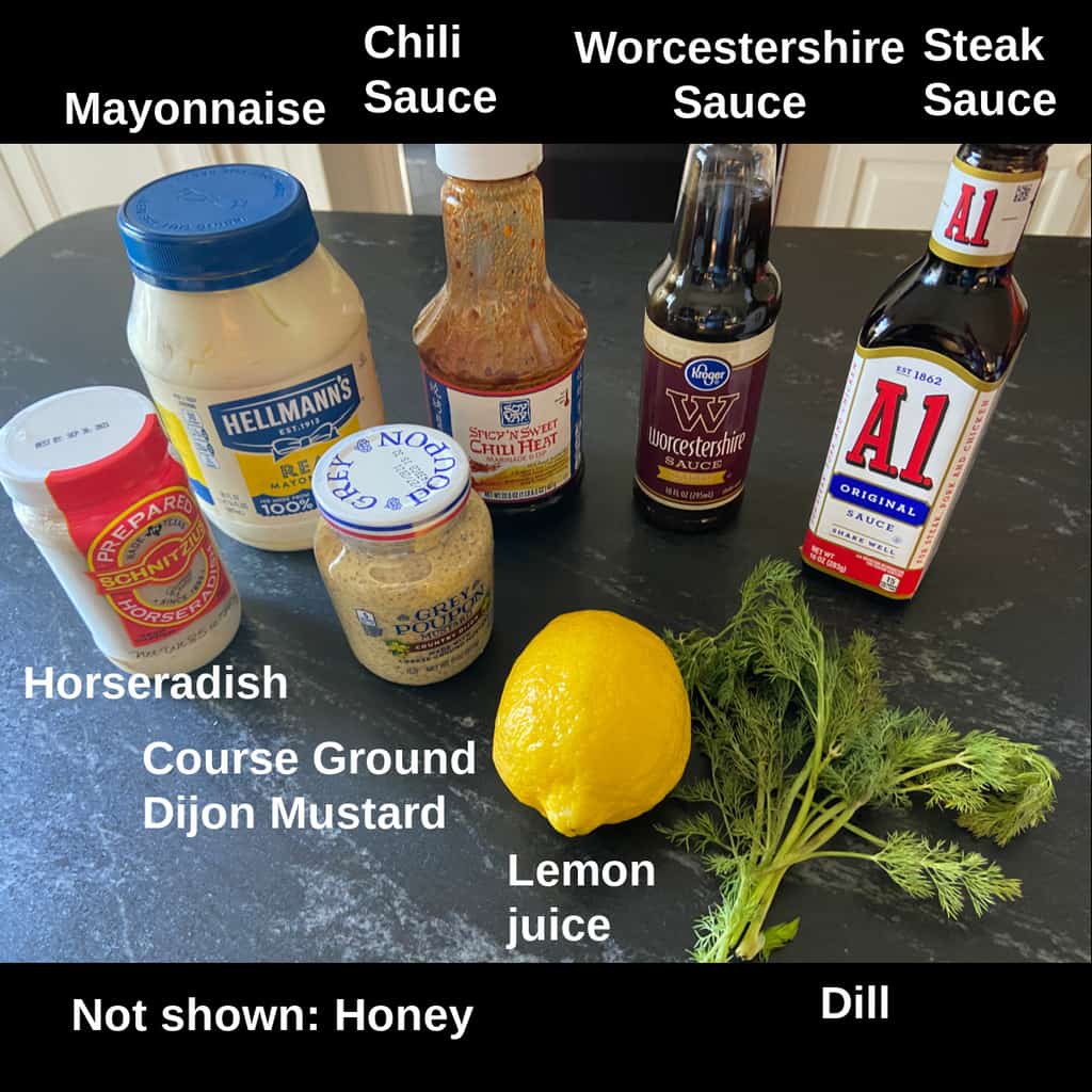 Ingredients labeled on counter