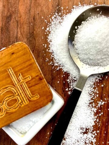 Salt on a spoon.