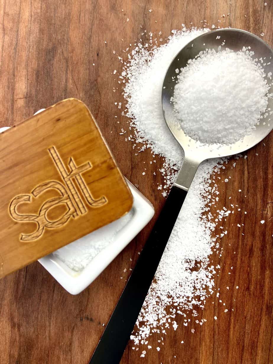 Salt on a spoon.