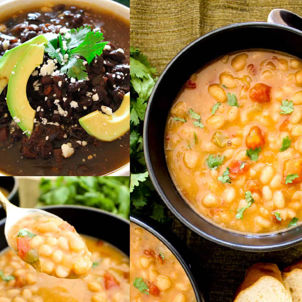 Three images of bean soups.