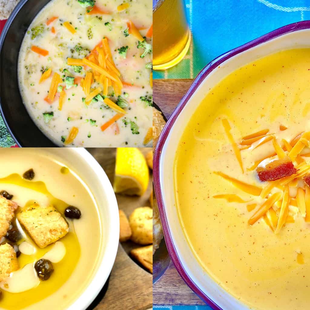 Three creamy soups.