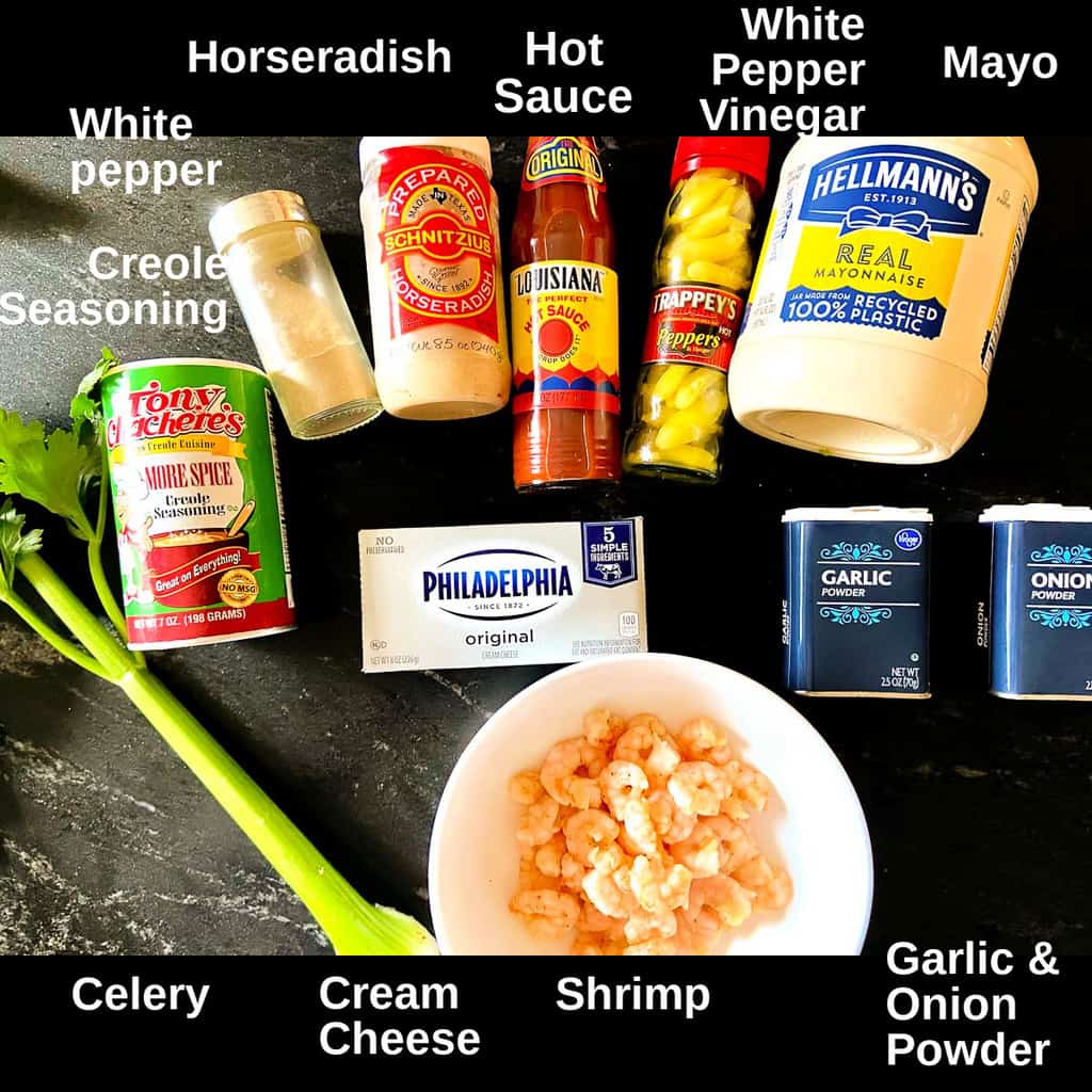 Ingredients labeled on counter.