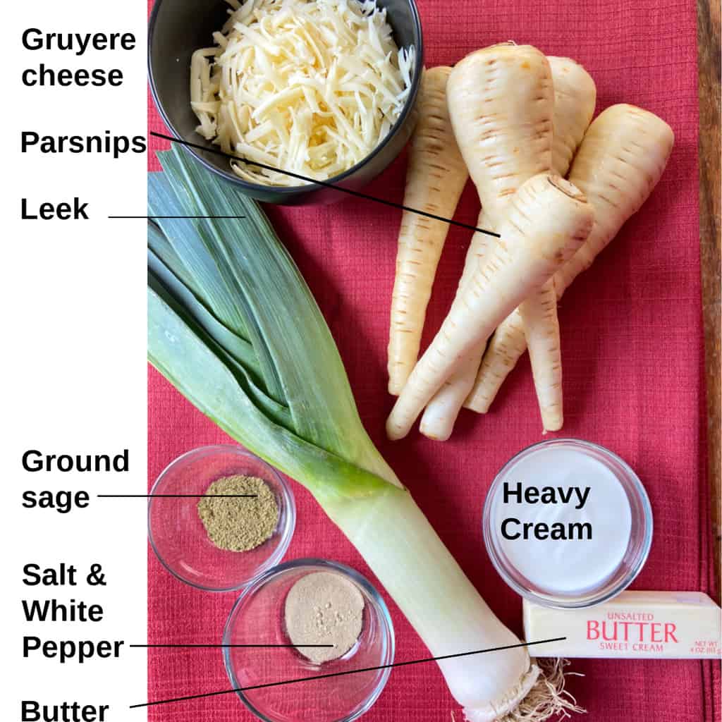Ingredients labeled on counter.