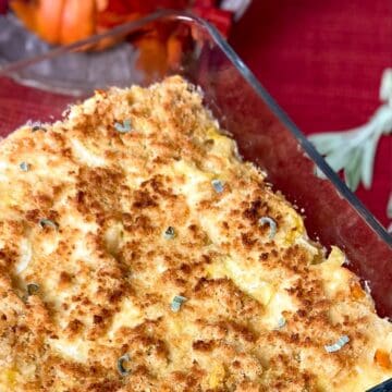 Parsnip casserole in baking dish.