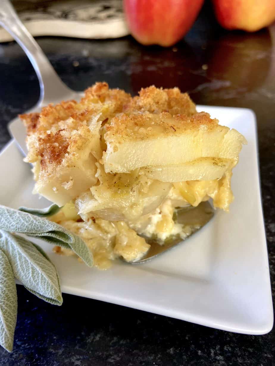 Slice on white plate.