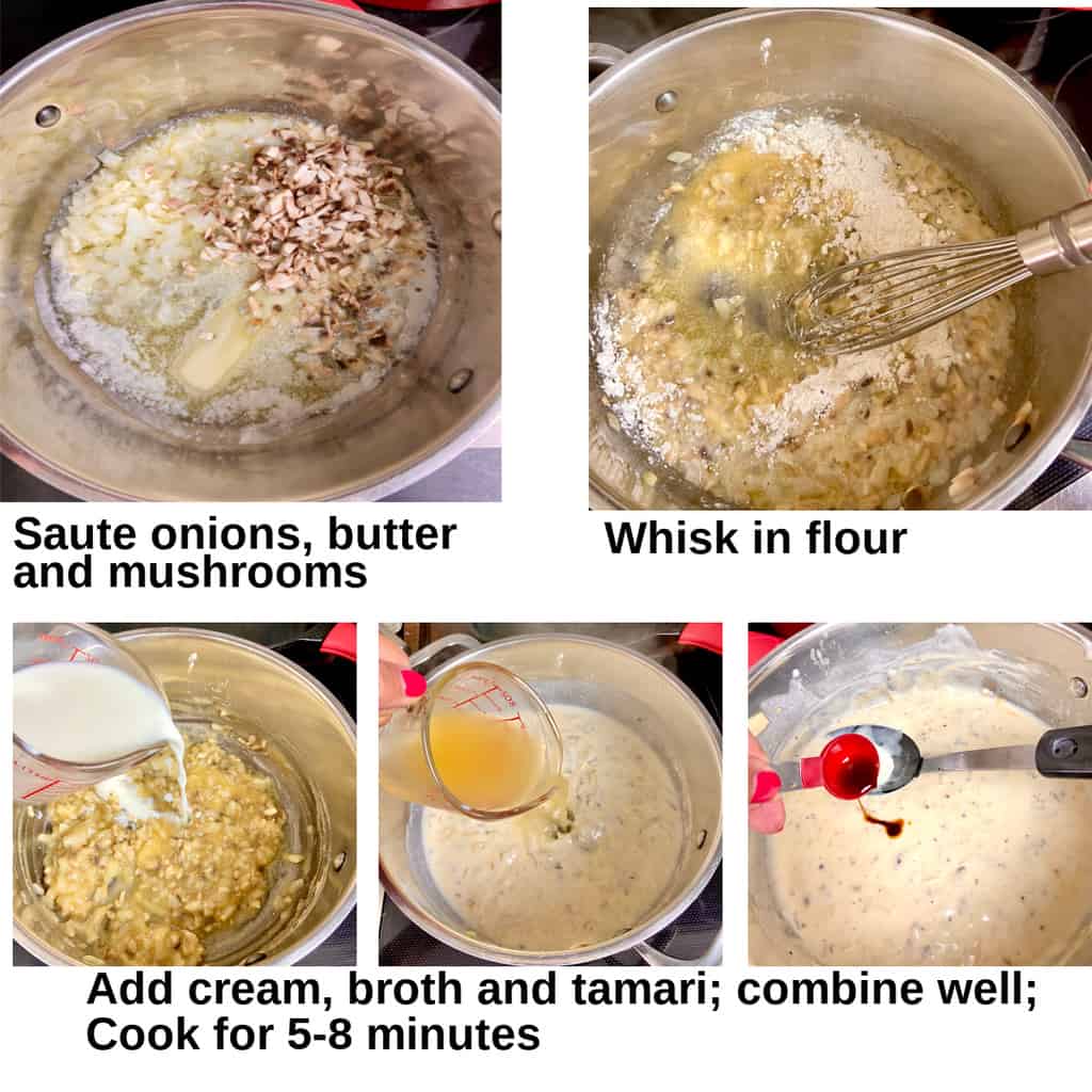 Images showing how to make the cream soup.