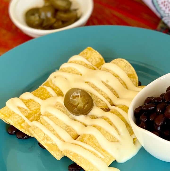 Sour Cream Enchilada sauce on enchiladas.