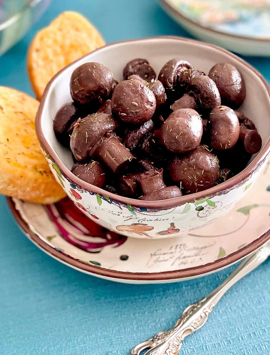 Burgundy Mushrooms in a bowl.