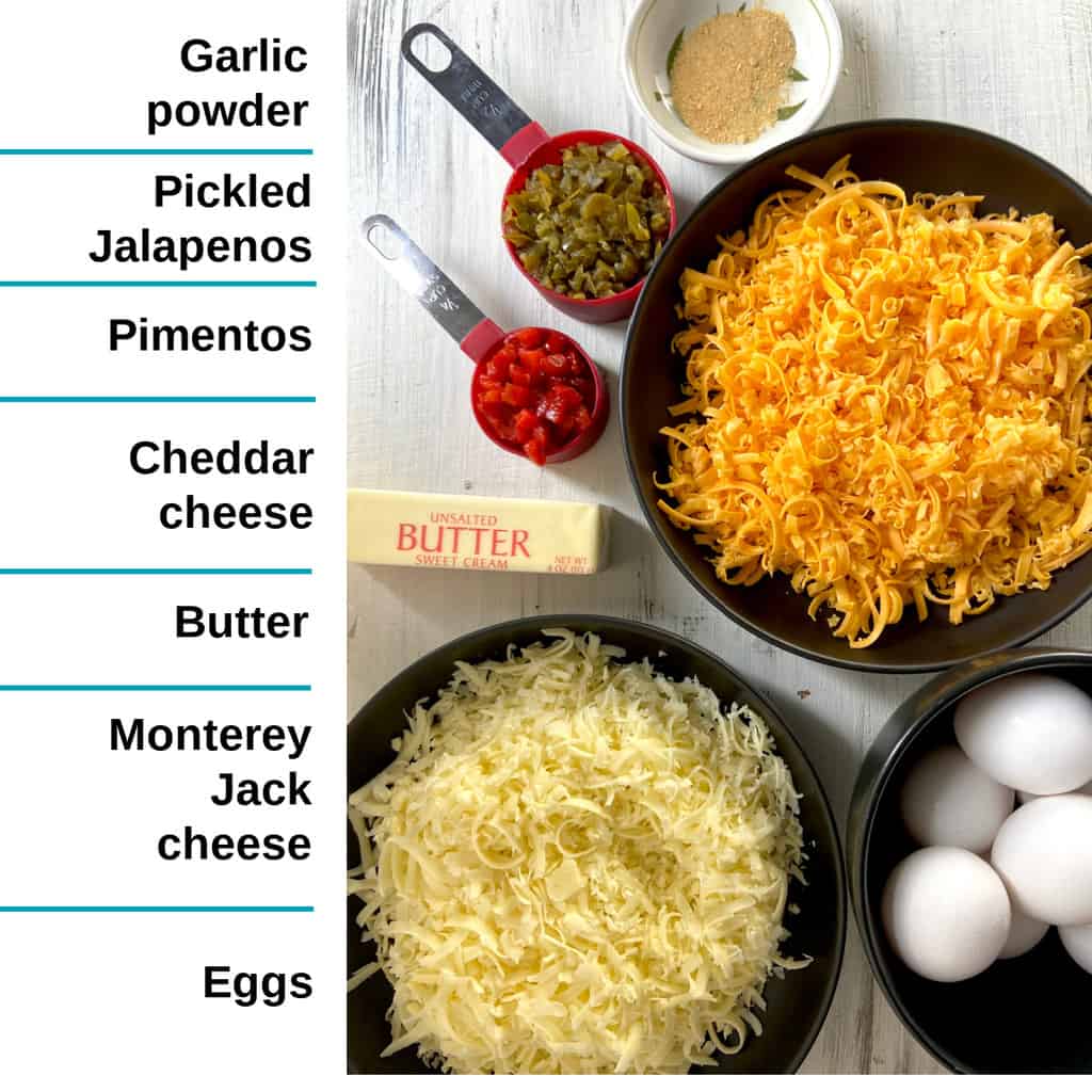 Ingredients labeled on counter.