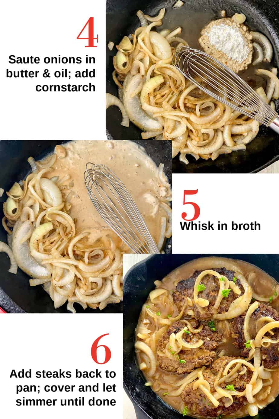 Process steps for brown gravy labeled.