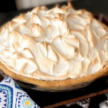 Meringue on pie.