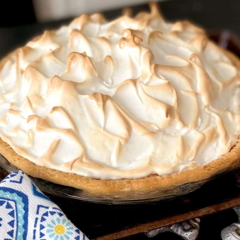 Coconut cream pie with meringue.