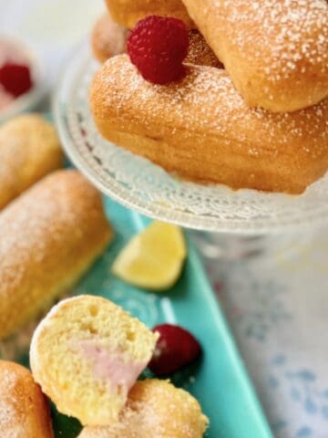 Homemade Twinkies on serving platter.