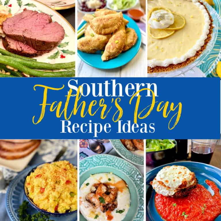 Collage of plated food for Father's Day.