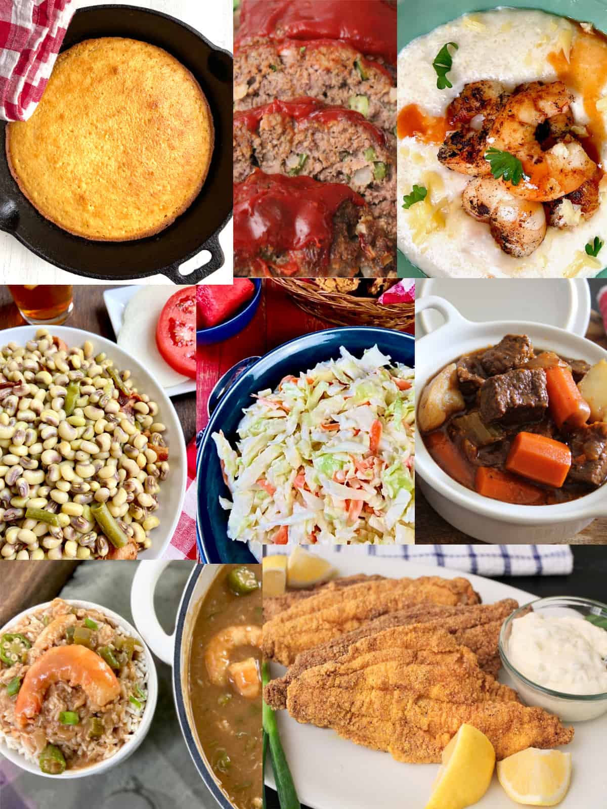 Collage of the best Southern recipes.