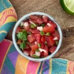 Pico de gallo in serving bowl.