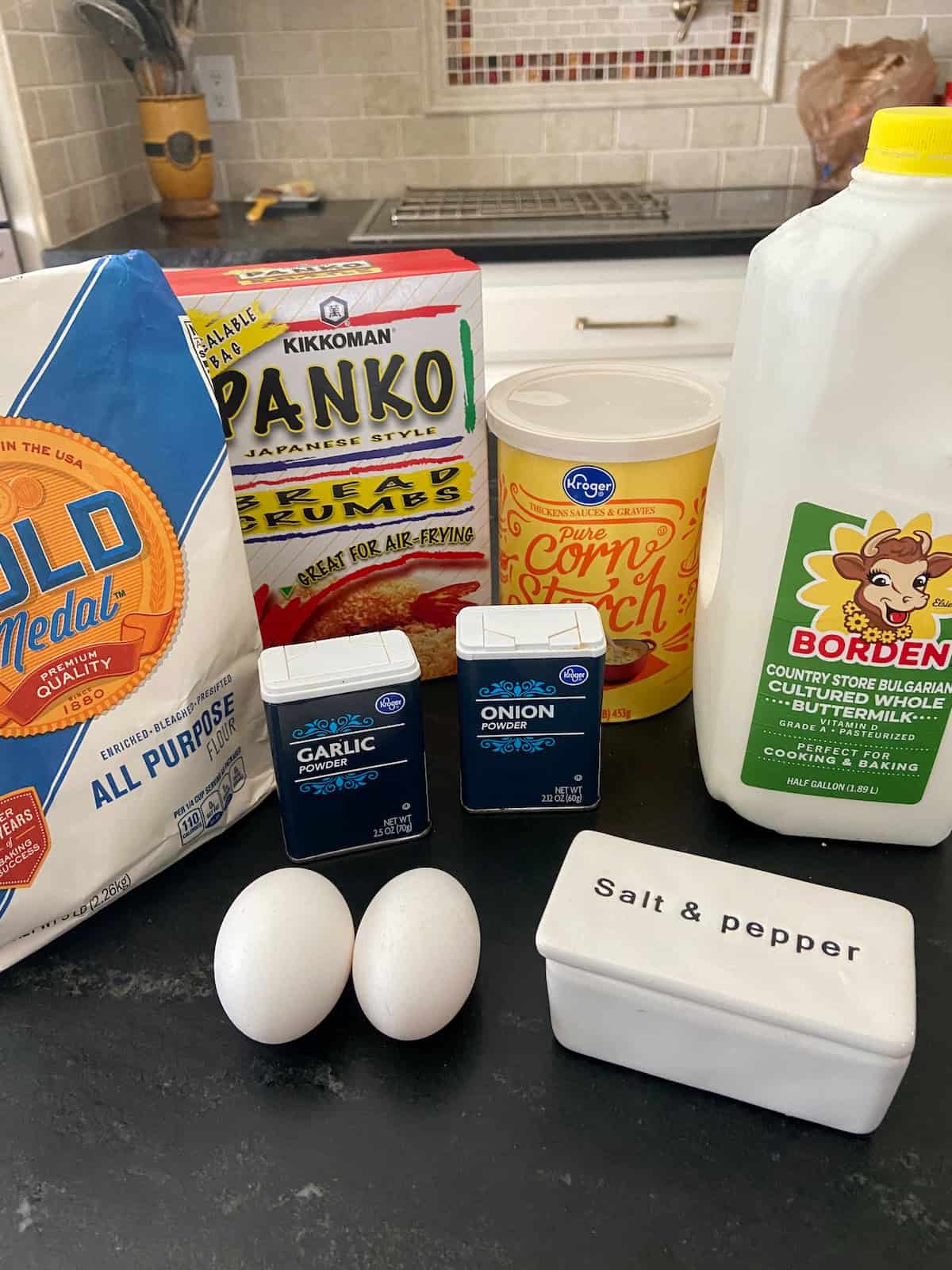 Ingredients on countertop.