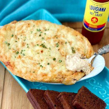 Hot Cajun Crab Dip in serving bowl.