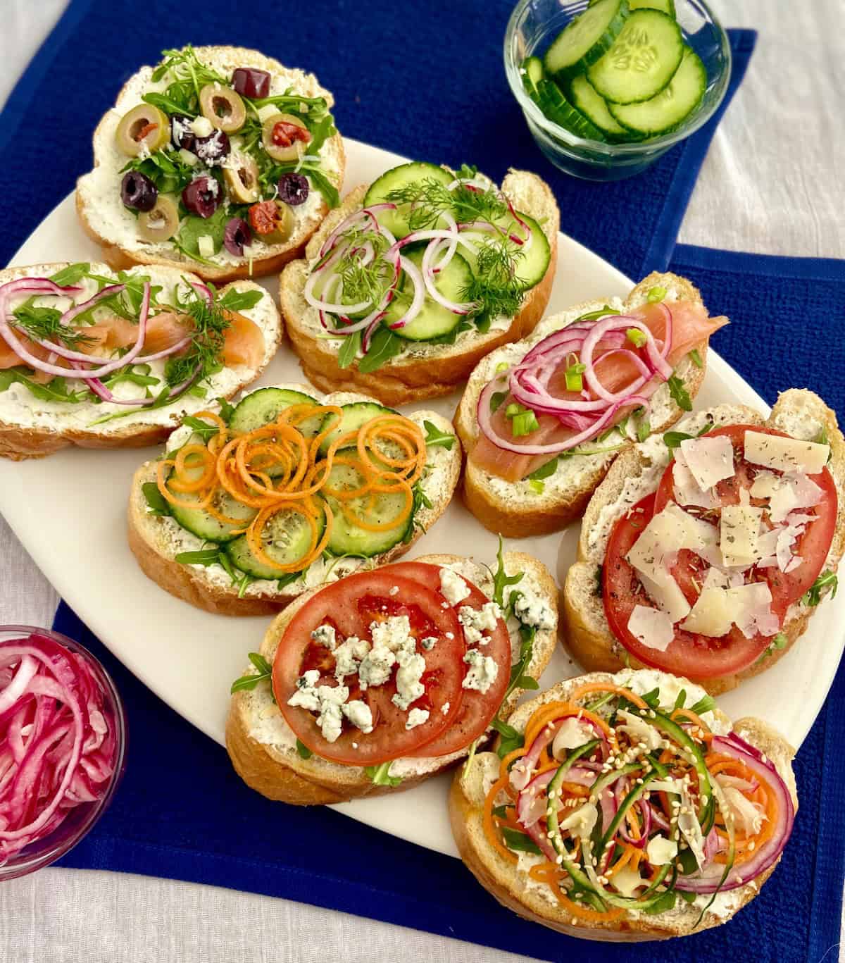 Vegetarian Bruschetta Toppings on platter.