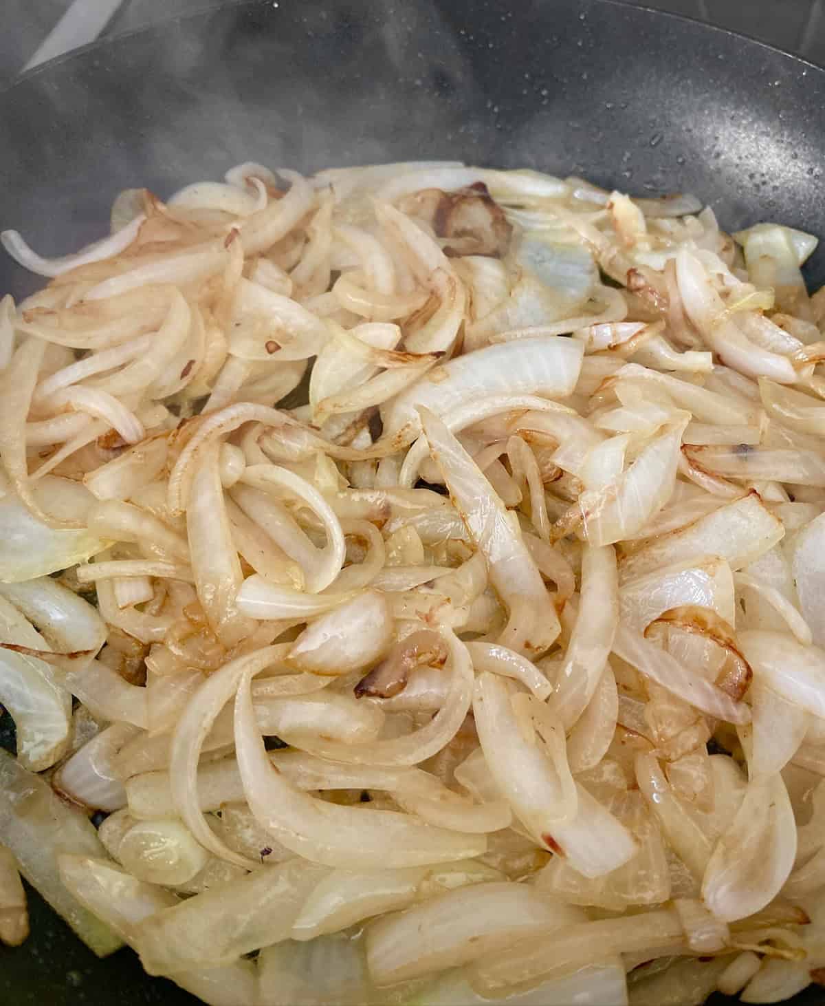 Lightly browned onions in skillet.
