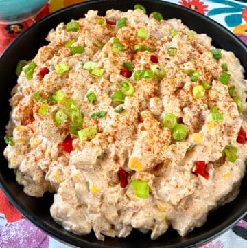 Southwest Corn Dip in black bowl.